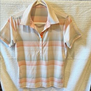 Women’s Nike Golf Striped Short Sleeve Polo - Pink, Coral, Gray